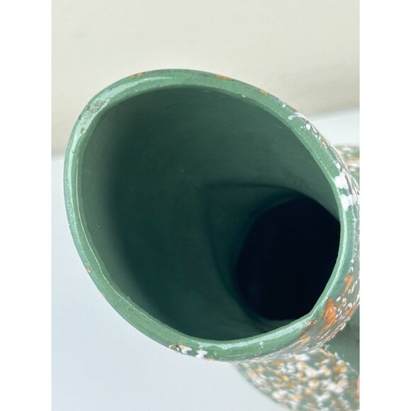 Savoy China 24 Kt Gold Mid-Century Speckled Pottery Pitcher Vase Green 12" Decor - Picture 9 of 11